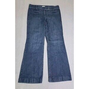 Ann Taylor Loft Jeans Womens 10 34x31 Trouser Flare Dark Blue Mid Rise Stretch